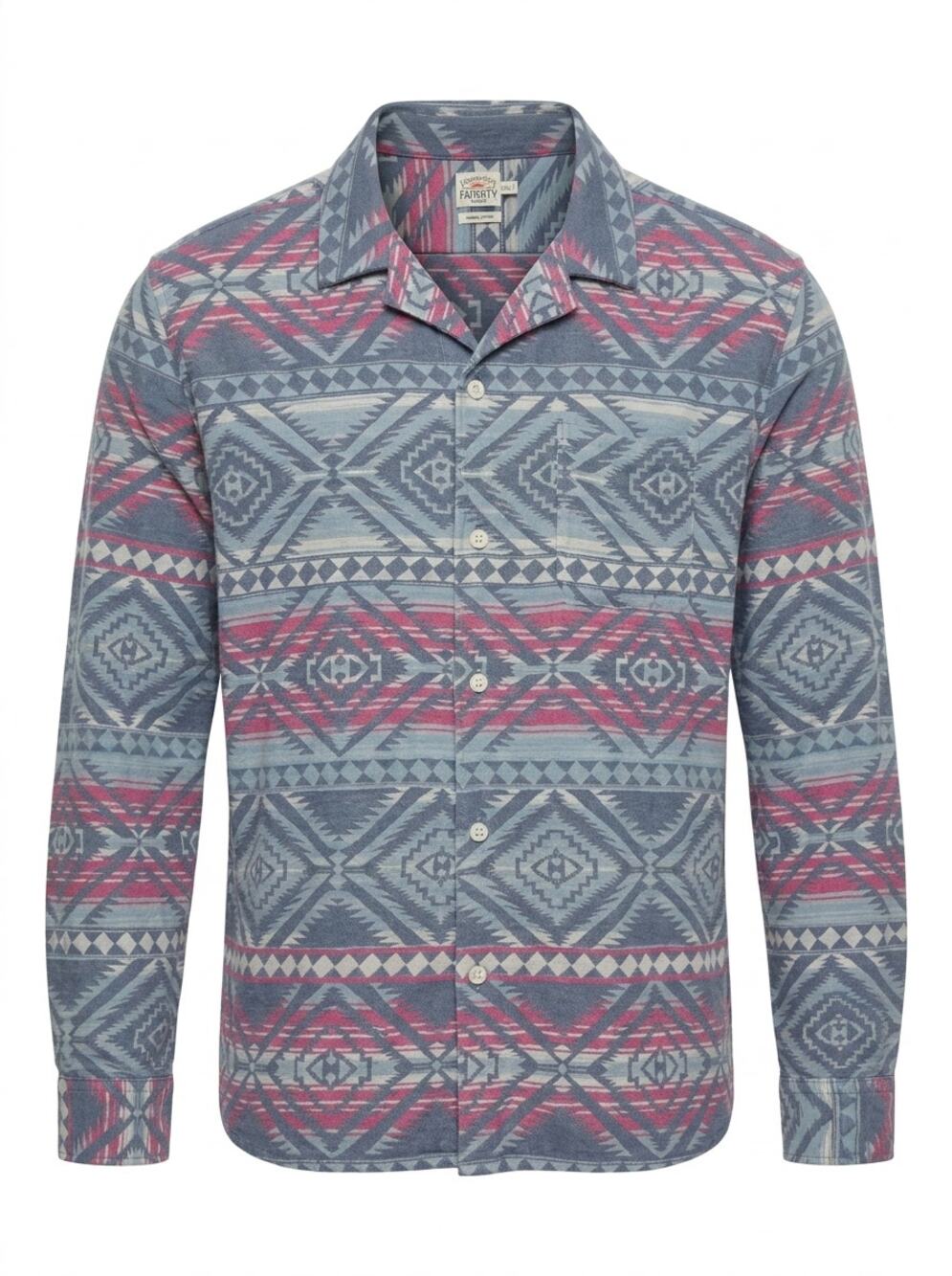 NWT Faherty Brand Collared Geometric Button-Up Shirt Men Size XXL